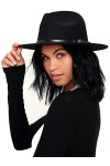 Fedora Chapeau vintage en feutre avec boucle de ceinture pour femme, noir, Taille M