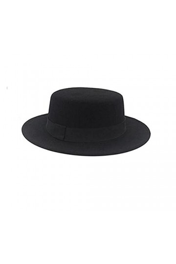 Chapeau Plat Unisexe Classique Noir Tendance Fedora déglise Derby Casquette élégante Jazz Chapeaux à Large Bord Casquette De