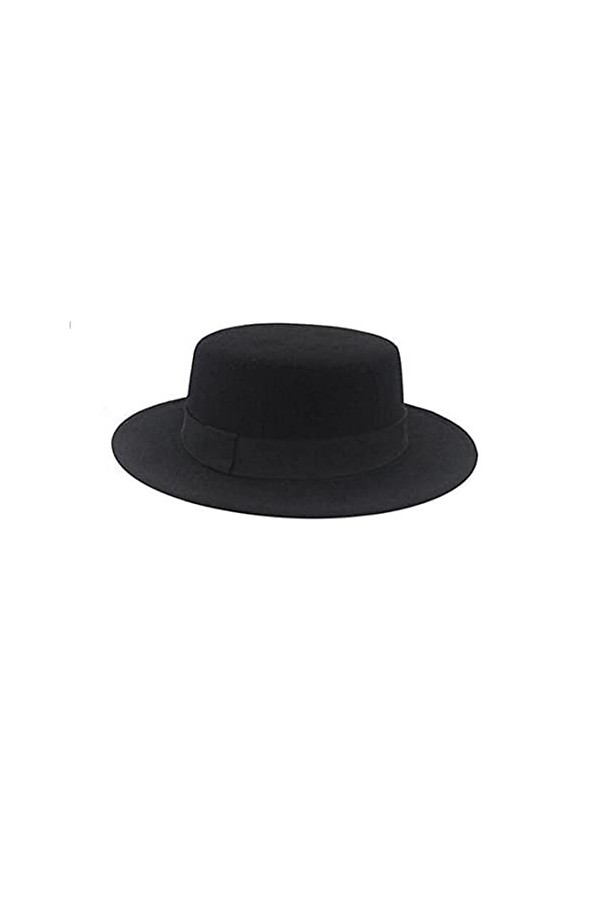 Chapeau Plat Unisexe Classique Noir Tendance Fedora déglise Derby Casquette élégante Jazz Chapeaux à Large Bord Casquette De