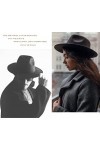 Chapeau Fedora en feutre pour femme - Chapeau de jazz à large bord avec boucle de ceinture tour de tête de 57 cm à 58 cm , N