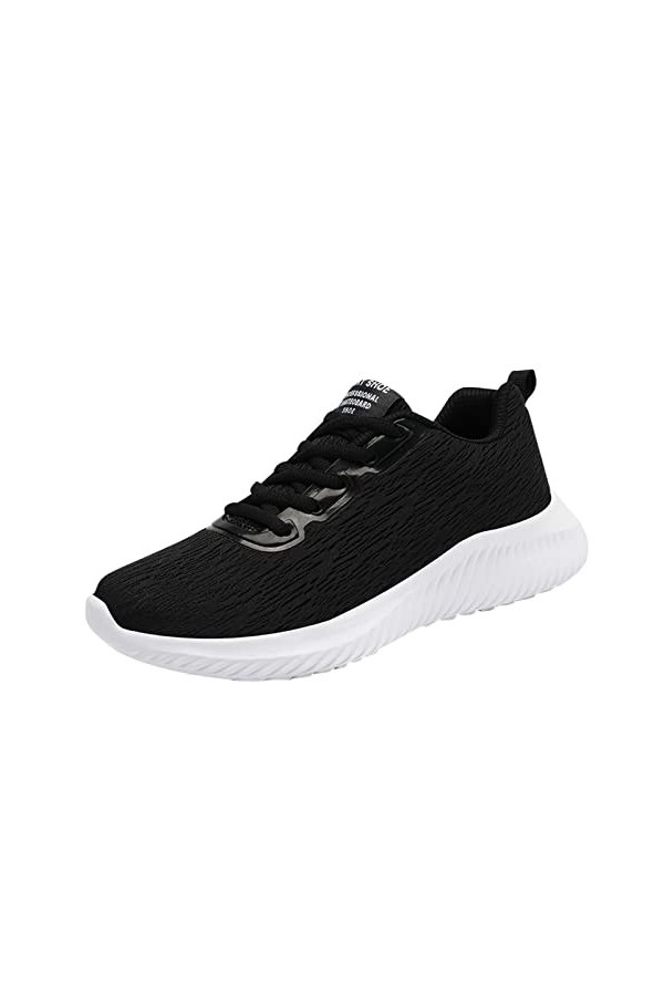 YJING Baskets pour femme, chaussures de course, mode, été et automne, baskets pour femme, lacets en maille tissée, uni, légèr