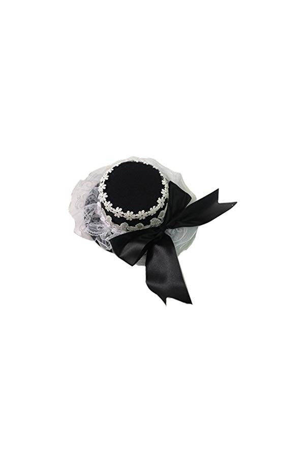 Black Sugar Mini Bibi Petit Chapeau Décoration Bijoux Cheveux Mariage Cérémonie Paillettes Rubans Gothique Lolita Rétro Médié