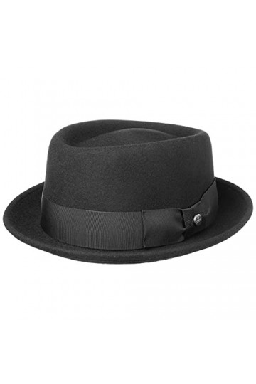 Lierys Chapeau Crushable Pork Pie Femme/Homme - Made in Italy en Feutre de Laine avec Ruban Gros Grain Automne-Hiver - 61 cm 