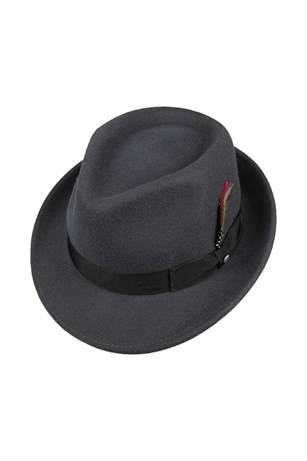 STETSON Chapeau Lucille Trilby Femme - pour Fedora avec Ruban Gros Grain Printemps-été - M 56-57 cm Gris