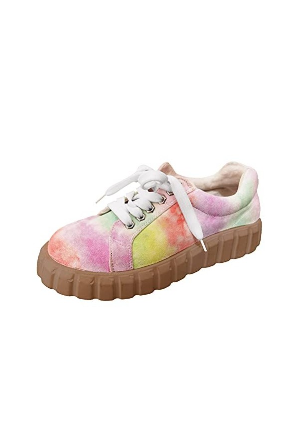 lcybem Mode Baskets Femme Plateforme Chaussures Casual Confortables Chaussures de Sport Legere Toile Sneakers Multicolore 40