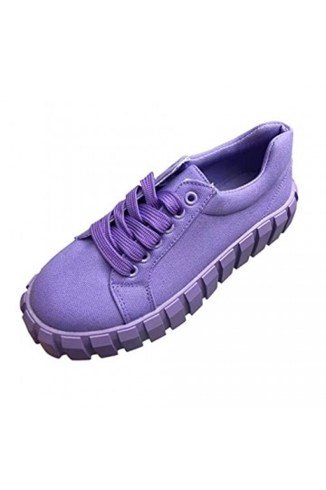 lcybem Mode Baskets Femme Plateforme Chaussures Casual Confortables Chaussures de Sport Legere Toile Sneakers Violet 37