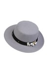 NiceYnn Unisexe Chapeau Fedora en Feutre Large Bord Chapeaux Jazz Vintage avec Bande de Perles Rose