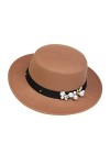 NiceYnn Unisexe Chapeau Fedora en Feutre Large Bord Chapeaux Jazz Vintage avec Bande de Perles Rose