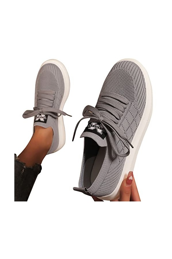 550 Basket Femme Chaussure de Course Marche Grande Plate-Forme Volante à Lacets tricotée Taille Baskets pour Femmes Couleur S