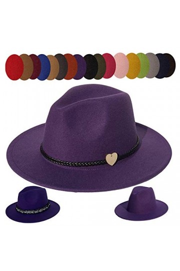 JK Home Femme Homme Chapeau de Jazz Casquette Fedora Feutre Cérémonie Mariage Violet