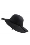 Urban GoCo Femmes Filles Chapeau de Laine en Feutre à Larges Bords Bowler Hat Fedora Elégant Capeline Floppy Cloche Noir 