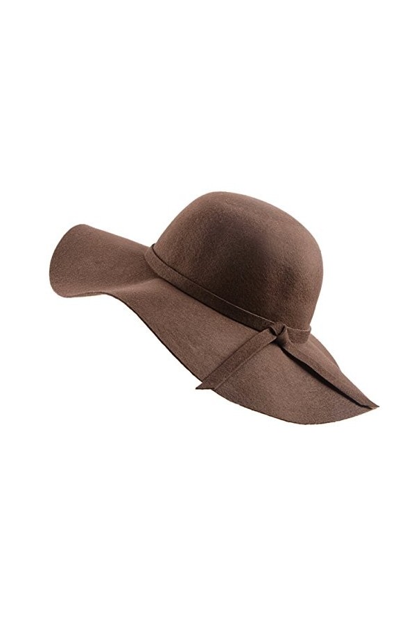 Urban GoCo Femmes Filles Chapeau de Laine en Feutre à Larges Bords Bowler Hat Fedora Elégant Capeline Floppy Cloche Noir 