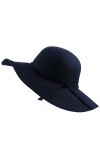 Urban GoCo Femmes Filles Chapeau de Laine en Feutre à Larges Bords Bowler Hat Fedora Elégant Capeline Floppy Cloche Noir 