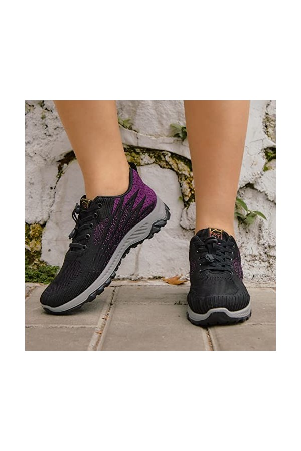 550 Basket de Marche Slip on pour Sneakers Femmes Mode Baskets Dames Wedge Maille Up Colorblock décontracté Dentelle Respiran