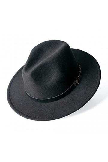 besbomig Fedora Chapeau de Jazz en Feutre Casquette à Large Bord Réglable Trilby Cap Printemps Automne Hiver Femme Homme Élég