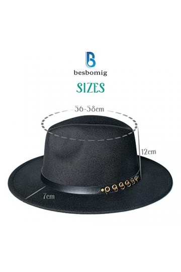 besbomig Fedora Chapeau de Jazz en Feutre Casquette à Large Bord Réglable Trilby Cap Printemps Automne Hiver Femme Homme Élég
