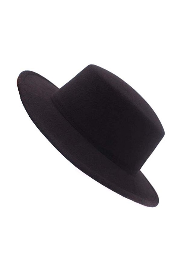 Chapeau classique unisexe en laine mélangée Chapeau à large bord plat de type pork pie Parfait pour mariage salon représentat