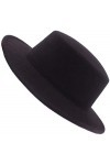 Chapeau classique unisexe en laine mélangée Chapeau à large bord plat de type pork pie Parfait pour mariage salon représentat