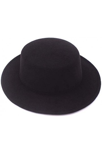 Chapeau classique unisexe en laine mélangée Chapeau à large bord plat de type pork pie Parfait pour mariage salon représentat