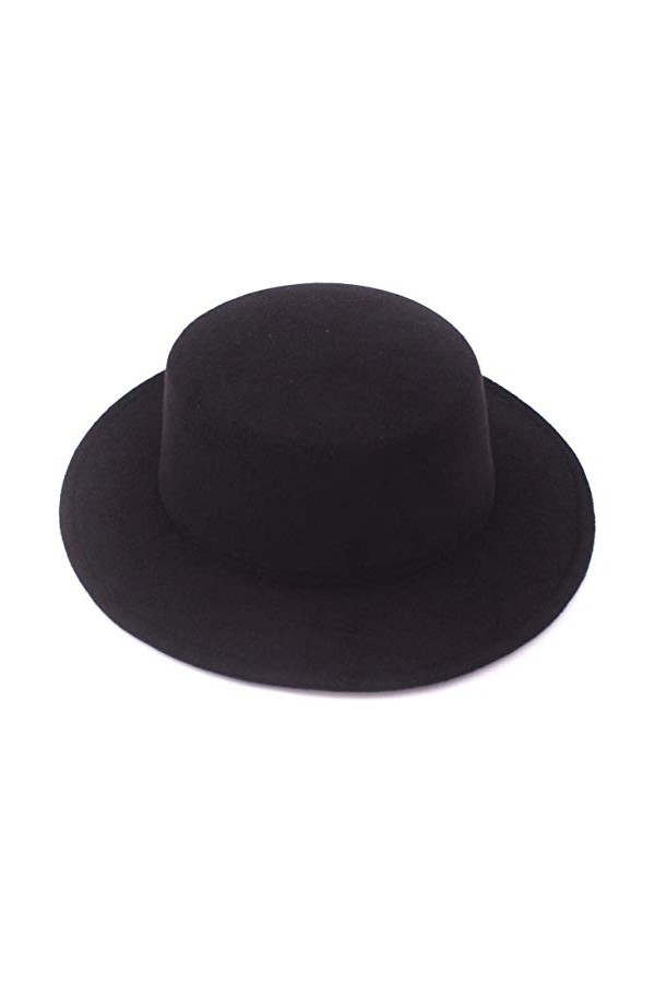 Chapeau classique unisexe en laine mélangée Chapeau à large bord plat de type pork pie Parfait pour mariage salon représentat