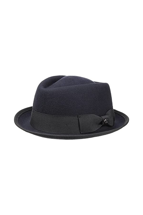 Lierys Chapeau Fedora Pork Pie Femme/Homme - pour Homme Chapeaux de Feutre Femme avec Ruban Gros Grain, Passepoil Printemps-é