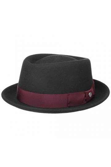Lierys Chapeau Twotone Crushable Pork Pie Femme/Homme - Made in Italy de Feutre Fedora en Laine avec Ruban Gros Grain Automne