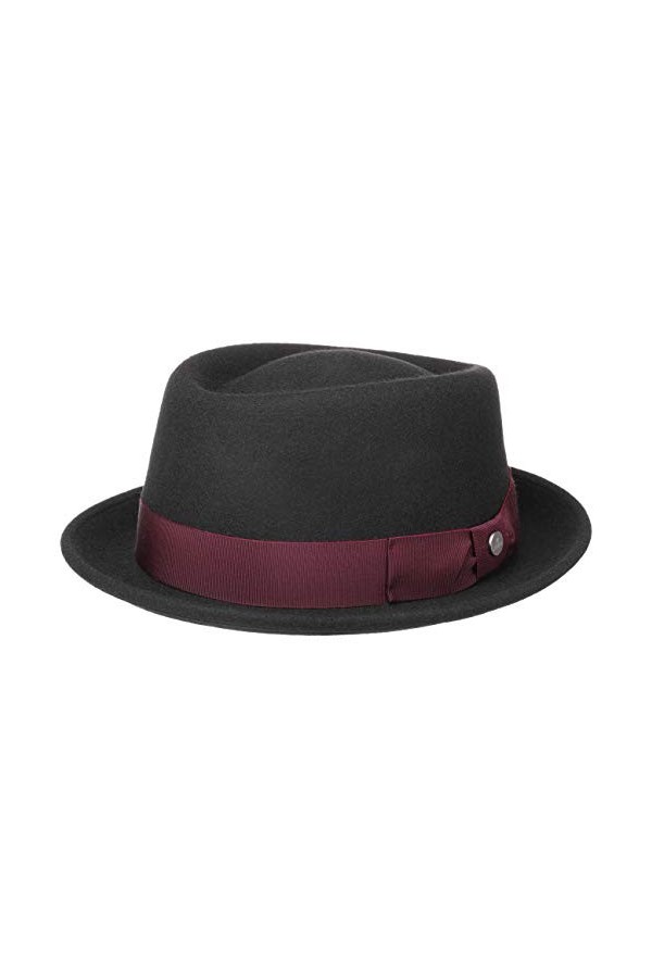 Lierys Chapeau Twotone Crushable Pork Pie Femme/Homme - Made in Italy de Feutre Fedora en Laine avec Ruban Gros Grain Automne