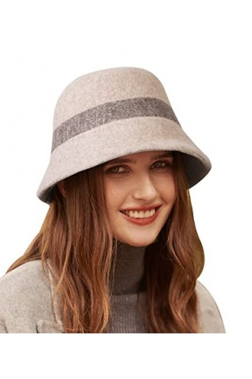 Adigaber Chapeau Cloche Femme Chapeau Melon 100% Laine Fedora Seau Élégant Chapeau Derby Chapeau Vintage Hiver