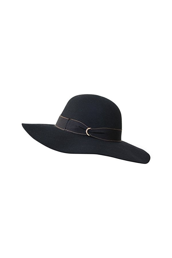 Julia Premium - Chapeau à Large Bord pour Femme avec Ruban - 100% Feutre de Laine - Déformable pour Voyage - Résistant à lea