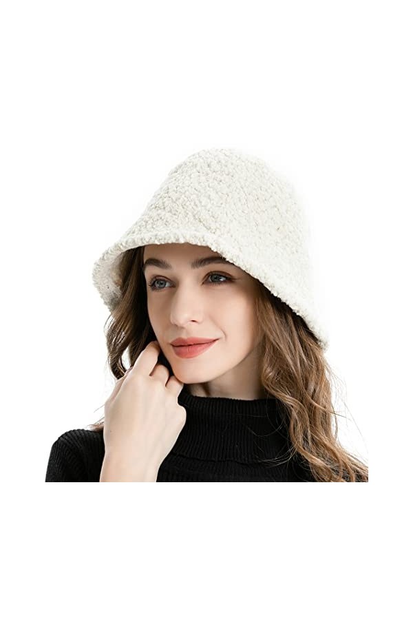 Fedora Chapeau dhiver en laine pour femme, gris clair, taille unique