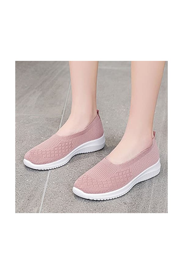 Pantoufles Femme Cuir Lazy Single Sport Fly Sock Style Chaussures dété Tisser des Baskets pour Femmes Baskets Femme Mode Bla