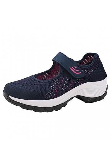 Baskets et chaussures de sport pour femme - Noir - Maille épaisse - Chaussures décontractées - Pour étudiant - Rocking - Mode