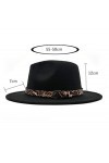 VASANA Chapeau Fedora Panama unisexe en laine mélangée à large bord en feutre avec boucle léopard - Parfait pour homme et fem