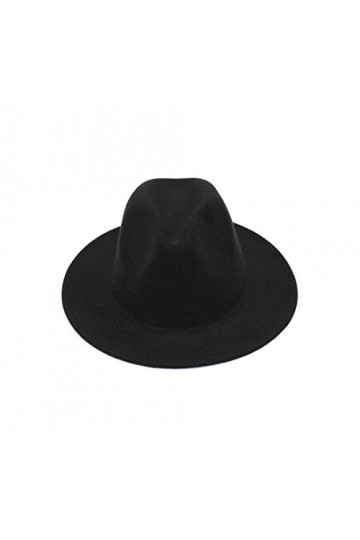 UPSTORE Chapeau Fedora classique à large bord en feutre pour femme Noir, Noir