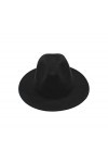 UPSTORE Chapeau Fedora classique à large bord en feutre pour femme Noir, Noir
