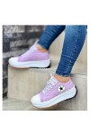 Chaussures en Toile pour Femme, 2022 Nouveau Femmes Chaussures en Toile à Plateforme à Lacets, Mode Baskets Basse pour Femme 