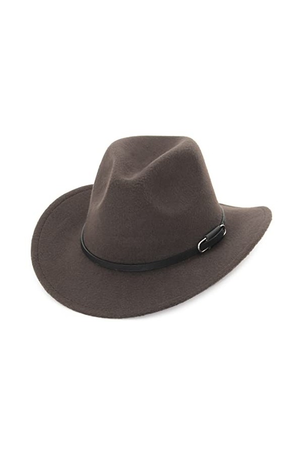EOZY Chapeau Fedora Homme Femme Vintage Classique Chapeau Western Cow-Boy Chapeau de Jazz Décoré Lanière Cuir Soirée Casuel R