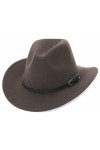 EOZY Chapeau Fedora Homme Femme Vintage Classique Chapeau Western Cow-Boy Chapeau de Jazz Décoré Lanière Cuir Soirée Casuel R