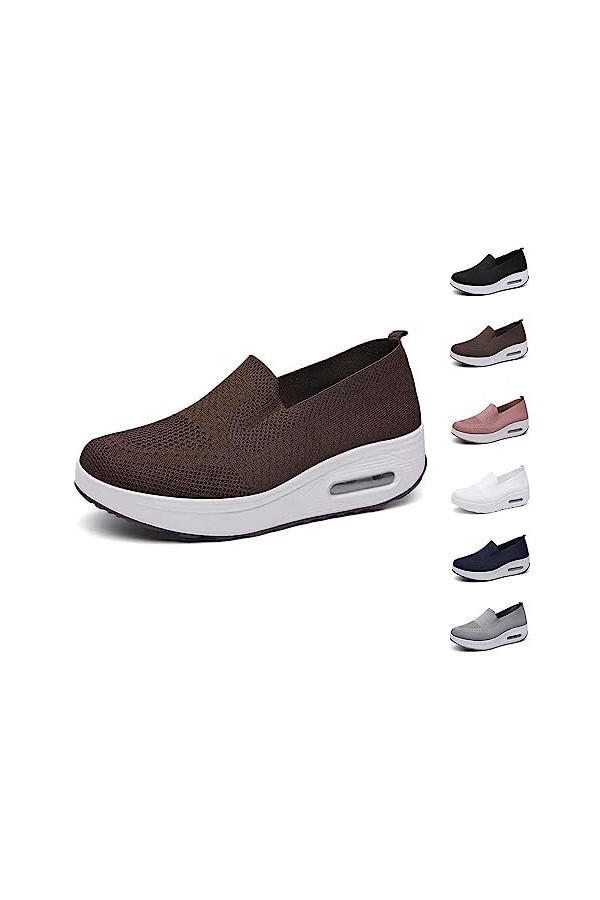 GYCS Chaussures Orthopédiques Femme Sandale De Basket à Enfiler en Maille À Plateforme À Coussin dair À Ressort Trainers Par