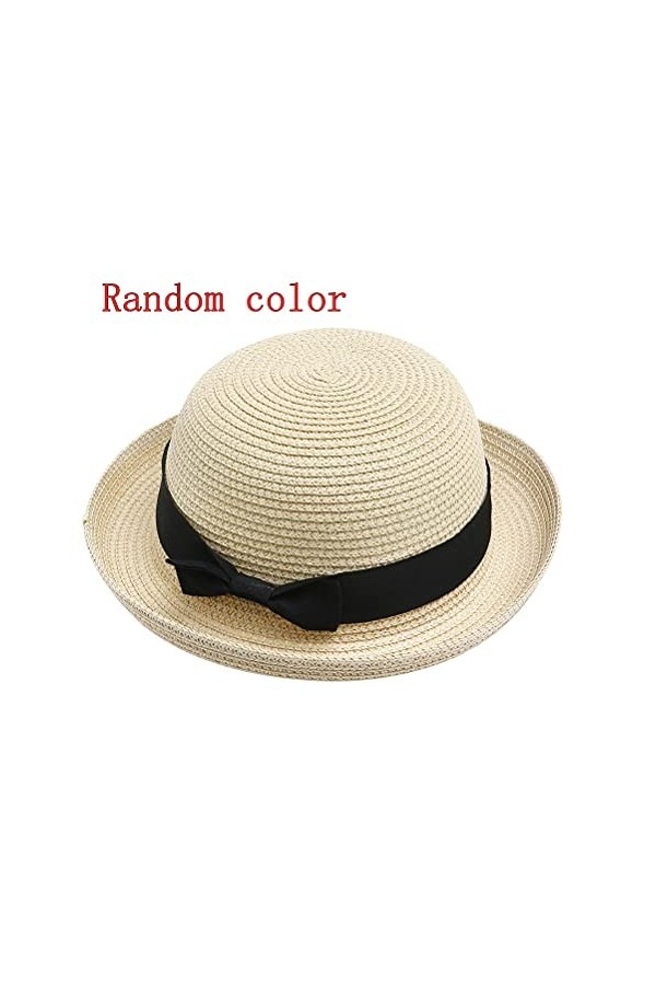WINOMO Chapeau de Paille Femme Chapeau Melon Beige Noir 