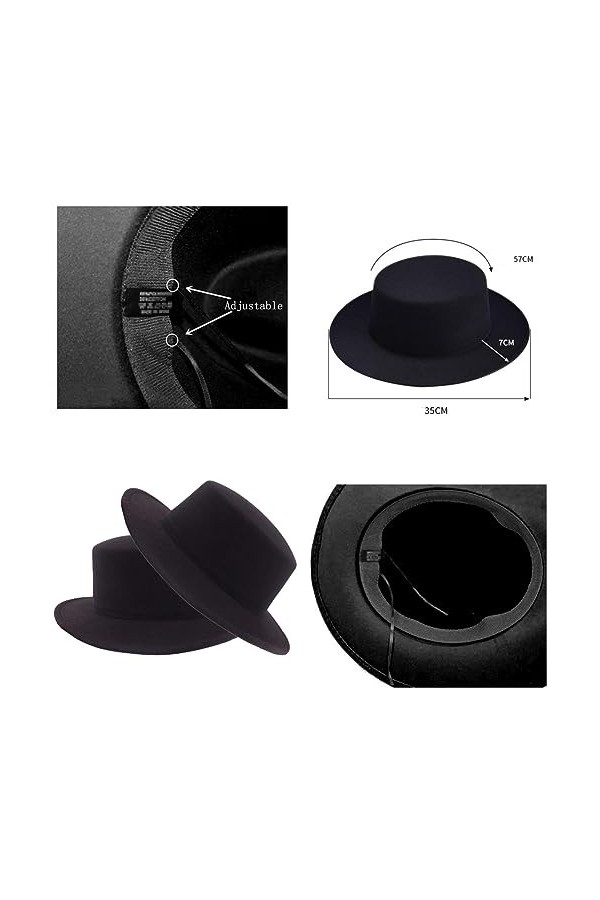 Chapeau Fedora tendance dhiver rétro en laine mélangée pour homme et femme - Chapeau à large bord pour fête, sortie, vie quo