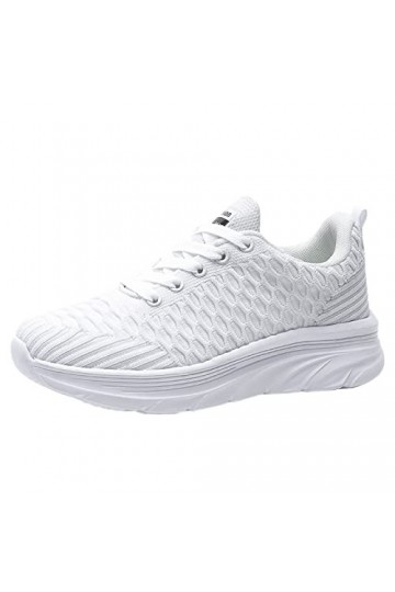 FNKDOR Baskets Femme Mode Chaussures Sport Course Sneakers Fitness Gym athlétique Multisports Outdoor Casual B Blanche,37 