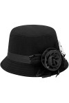 XYIYI Noir Chapeau Fedora en Feutre pour Femme Chapeau Cloche Chapeau Melon Chapeau Seau