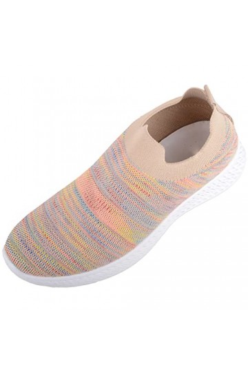 Baskets respirantes et extensibles multicolores à enfiler pour femme, beige, 37 EU
