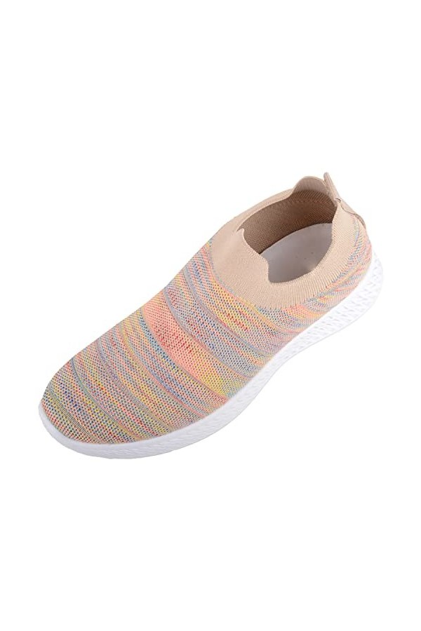 Baskets respirantes et extensibles multicolores à enfiler pour femme, beige, 37 EU