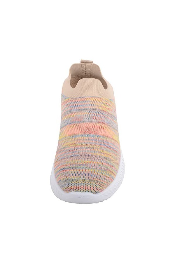 Baskets respirantes et extensibles multicolores à enfiler pour femme, beige, 37 EU