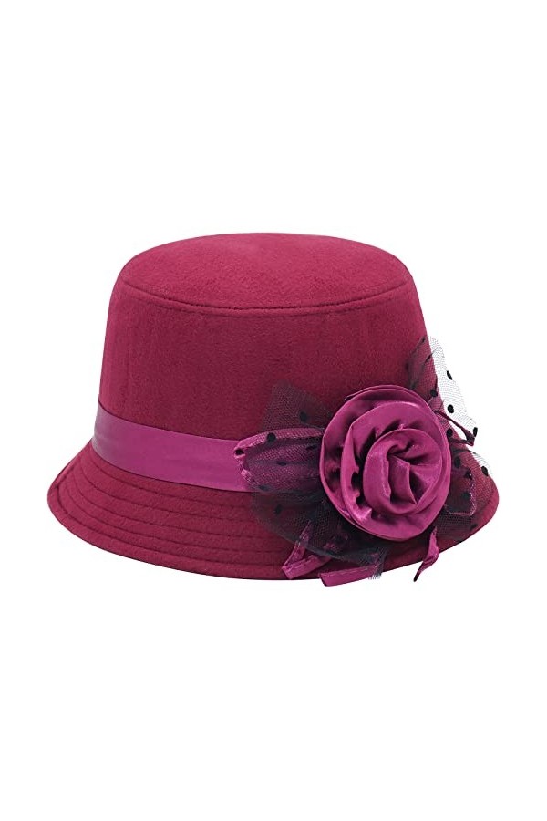 XYIYI Noir Chapeau Fedora en Feutre pour Femme Chapeau Cloche Chapeau Melon Chapeau Seau