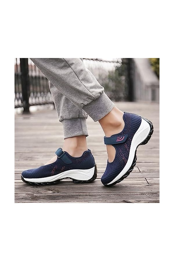 Baskets et chaussures de sport pour femme - Noir - Maille épaisse - Chaussures décontractées - Pour étudiant - Rocking - Mode