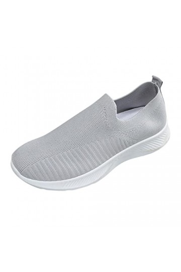 Baskets Mode Femmes Baskets Confort Femmes Chaussures décontractées Femmes Gris Couleur Chaussures de Marche Dame Chaussures 