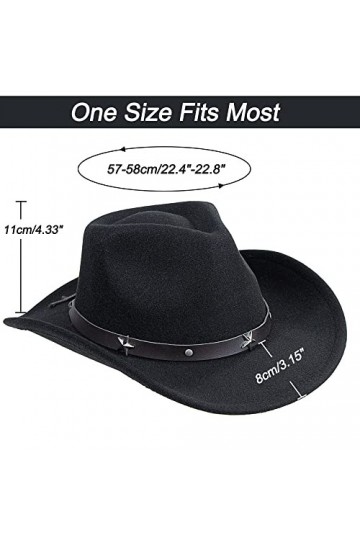 Eohak Chapeau de cowgirl clouté pour femme - Chapeau de cowboy western à large bord - Chapeau fedoras écrasable avec boucle d